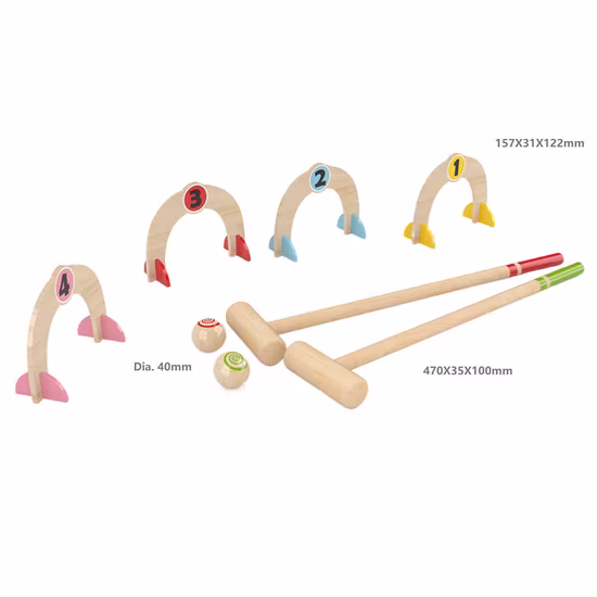 3세 어린이를 위한 나무 야외 크로케 세트 장난감 정원 게임 플레이 세트 장난감